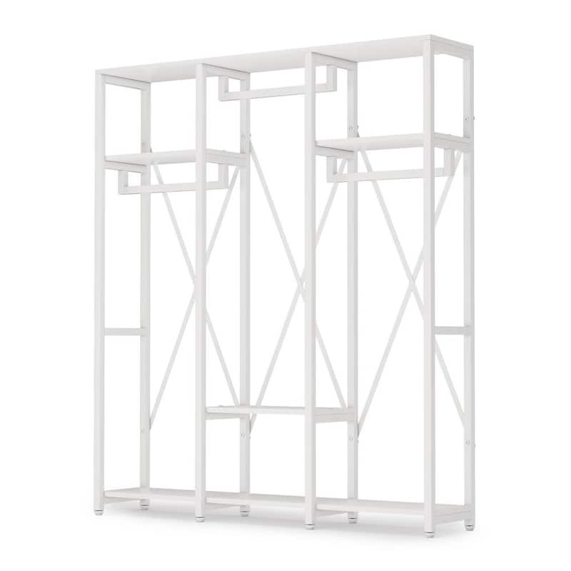 White Wood Clothes Rack 59.05 in. W x 72.04 in. H