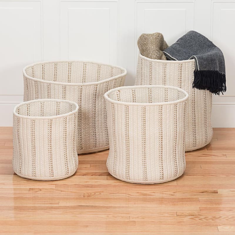 Essentia 12 in. x 12 in. x 12 in. White Round Polypropylene Braided Basket