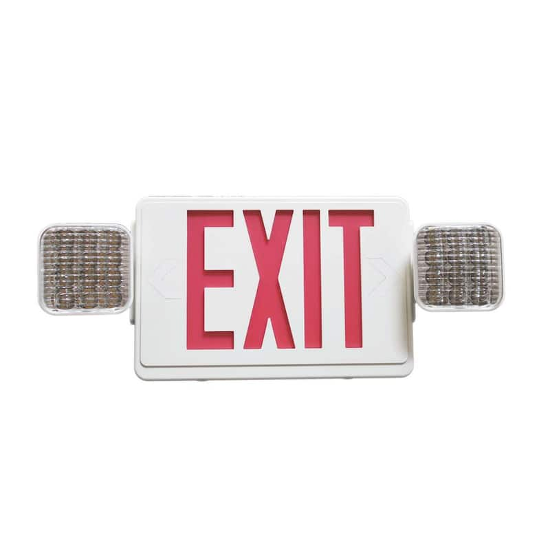 Combo 2.4-Watt Equivalent Integrated LED Gray Remote Head Capable Exit Sign and Emergency Light with 9.6-Volt Battery