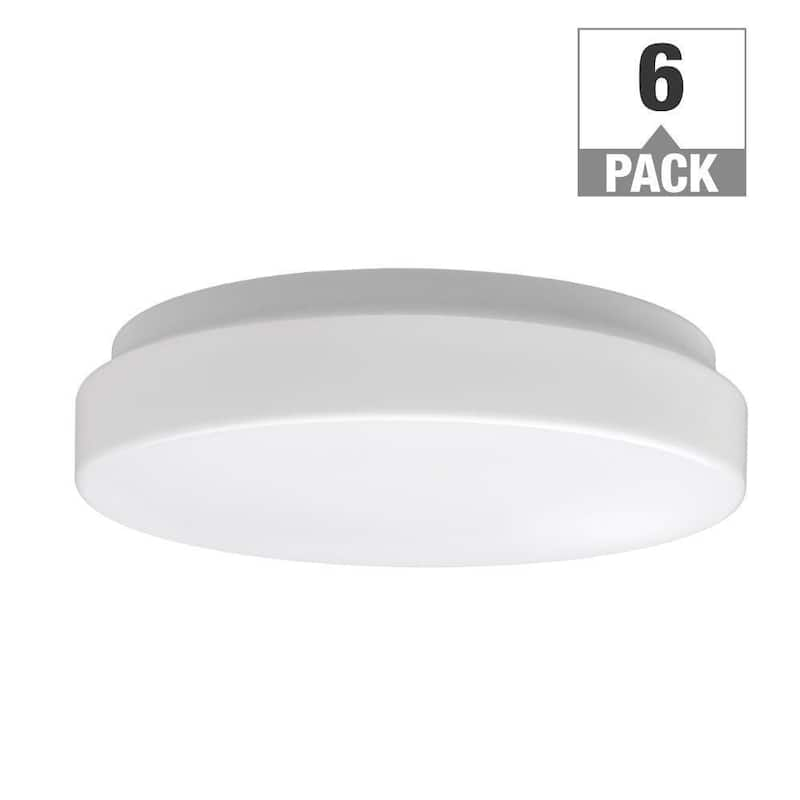 Low Profile 7 in. White Round 4000K Bright White LED Flush Mount Ceiling Light 810 Lumens Modern Smooth Cover (6-Pack)