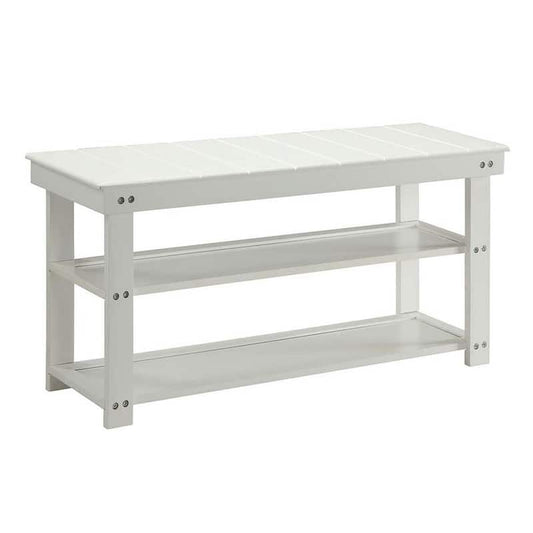 Oxford White Bench with Shelves (17 in. H x 35.5 in. W x 12 in. D)