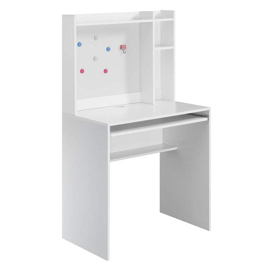 Designs2Go 31.5 in. Rectangle White Particle Board Student Computer Desk with Magnetic Bulletin Board and Shelves