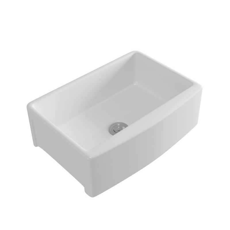 White Fireclay 30 in. Single Bowl Farmhouse Apron -Front Ceramic Kitchen Sink with Accessories