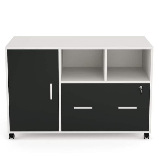 Atencio White Mobile File-Cabinet with Lock and Drawer