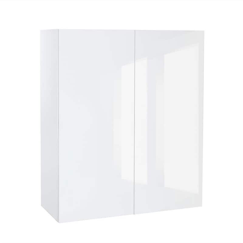 Quick Assemble Modern Style, White Gloss 33 x 42 in. Wall Kitchen Cabinet, 2 Door (33 in. W x 12 D x 42 in. H)