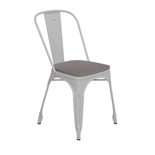 White Metal Outdoor Dining Chair in Gray