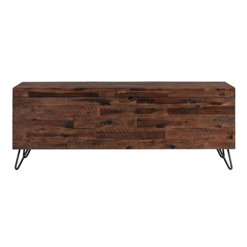 Devonshire Acacia Wood 17 x 15 x 46 in. Storage Bench