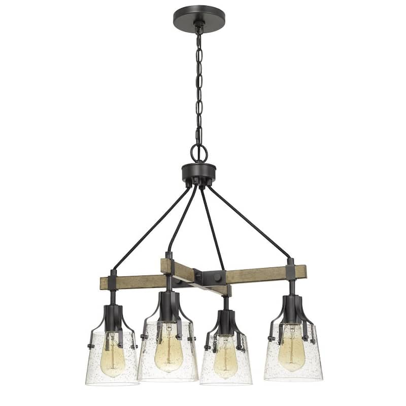 Aosta 22 in. H 4-Light Wood/Iron Metal Chandelier